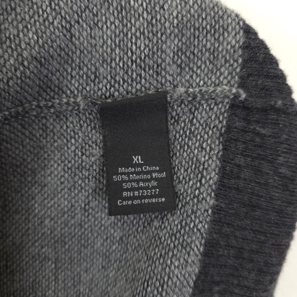 APT.9 Sweater Men XL Gray Crew Neck Colorblock Merino Wool Blend Pullover Knit - Picture 9 of 10